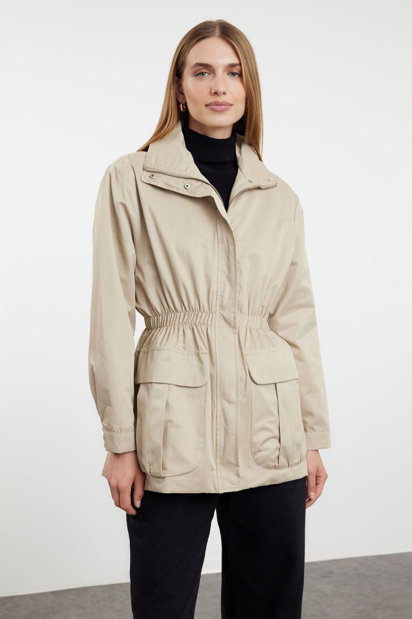 Trendyol Beige Oversize Raincoat Windbreaker Coat