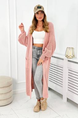 Sweater long powder pink cardigan