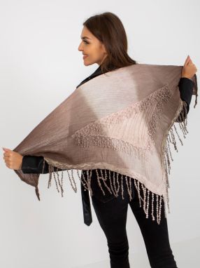 Brown muslin scarf with decorative trim