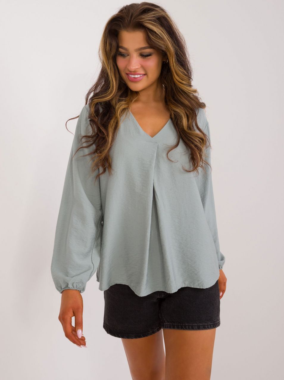 Khaki blouse with viscose SUBLEVEL