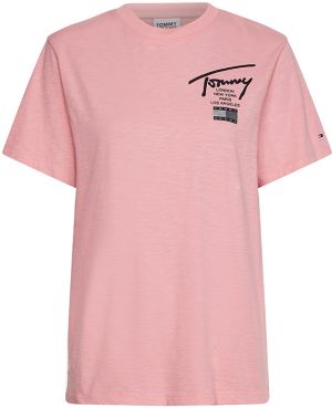 Tommy Jeans Tričko - TJW RLXD MODERN SIGNATURE SS ružové