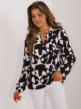 Black loose blouse with SUBLEVEL print