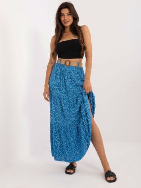 Blue summer skirt with knitted belt
