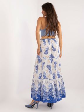 White and navy blue summer skirt with belt