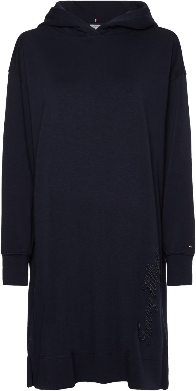 Tommy Hilfiger Šaty - RLX INTERLOCK SHORT HOODIE DRESS modré