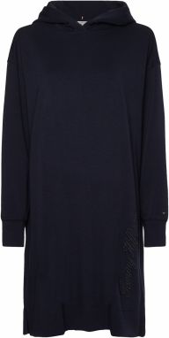 Tommy Hilfiger Šaty - RLX INTERLOCK SHORT HOODIE DRESS modré