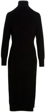 Michael Kors Šaty - TURTLE NK SLIT MIDI DRS čierne