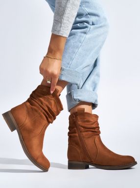 Shelvt Women's suede brown ankle boots
