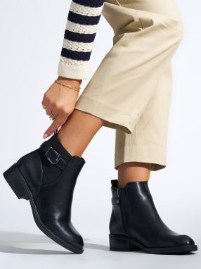 Shelvt Black classic women's flat ankle boots