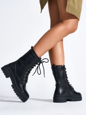 Shelvt Women's black lace-up workers