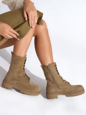 Shelvt Brown lace-up women's ankle boots