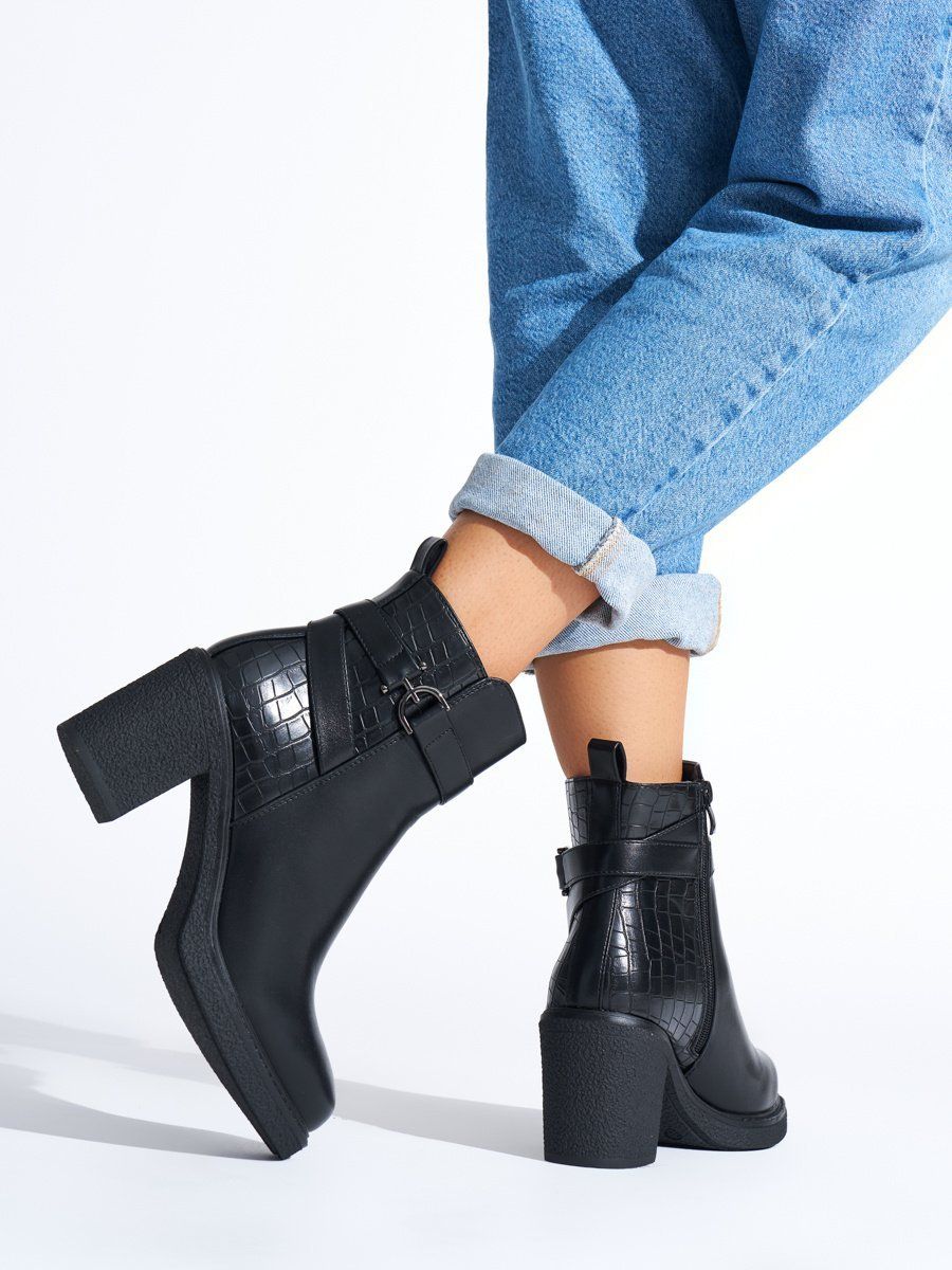 Shelvt Women's black ankle boots