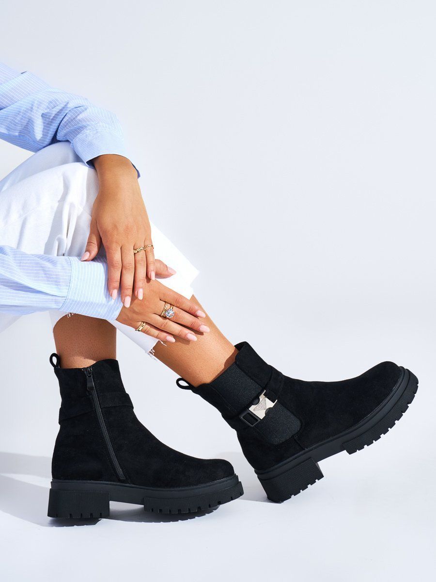 Shelvt Women's black ankle boots
