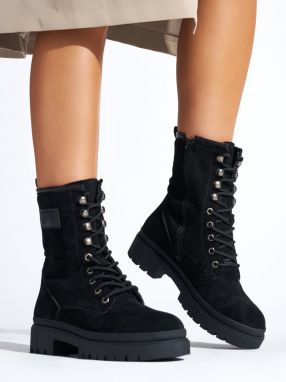 Shelvt Black suede women's workers