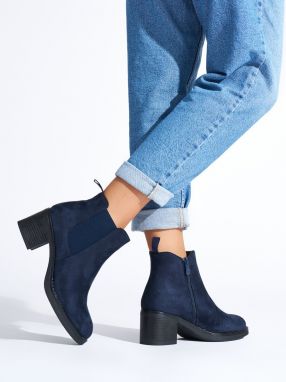 Shelvt Navy blue classic ankle boots