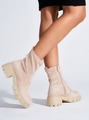 Shelvt Women's beige ankle boots