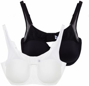 Trendyol Curve Black-Ecru 2-Pack Fixed Cup Mesh Tulle Plus Size Minimizer Bra