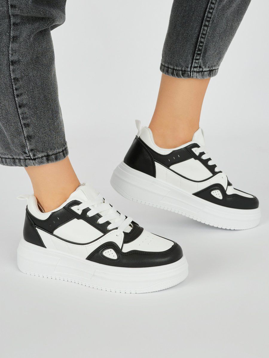 Shelvt Black women's platform trainers