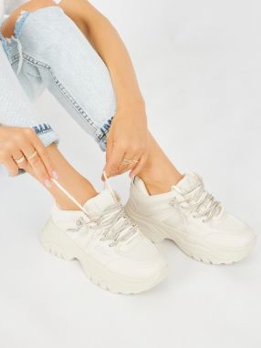 Shelvt Women's beige sneakers