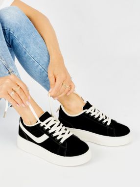 marka niezdefiniowana Suede black women's platform shoes
