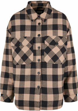 Women's flannel padded overshirt black/softtaupe