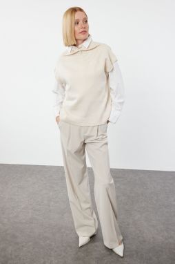 Trendyol Stone Turtleneck Soft Texture Button Detailed Knit Sweater