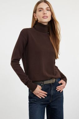 Trendyol Dark Brown Wool Turtleneck Knitwear Sweater