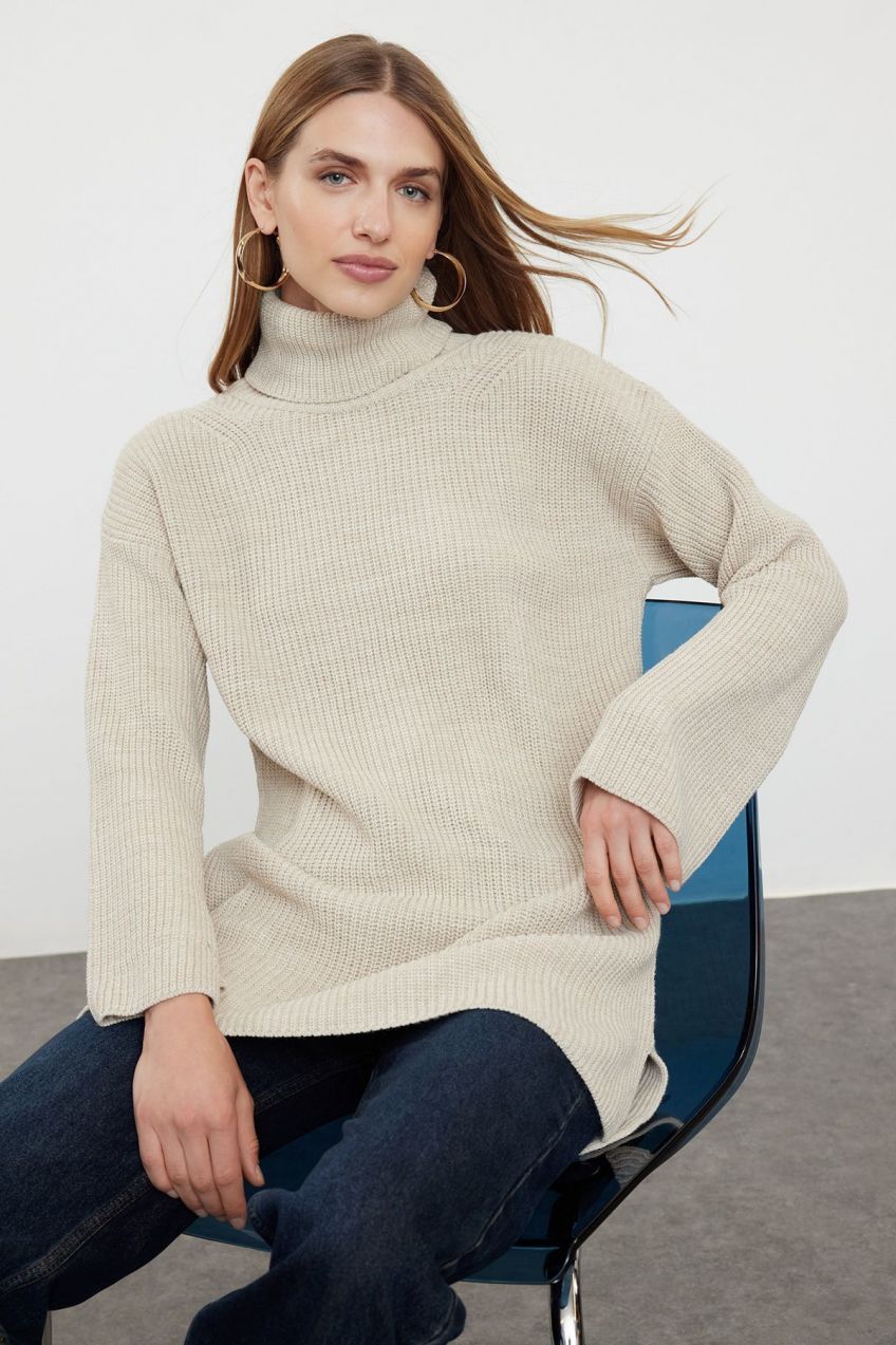 Trendyol Stone Turtleneck Knitwear Sweater
