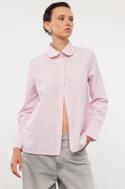 Trendyol Pink Striped Baby Collar Woven Shirt