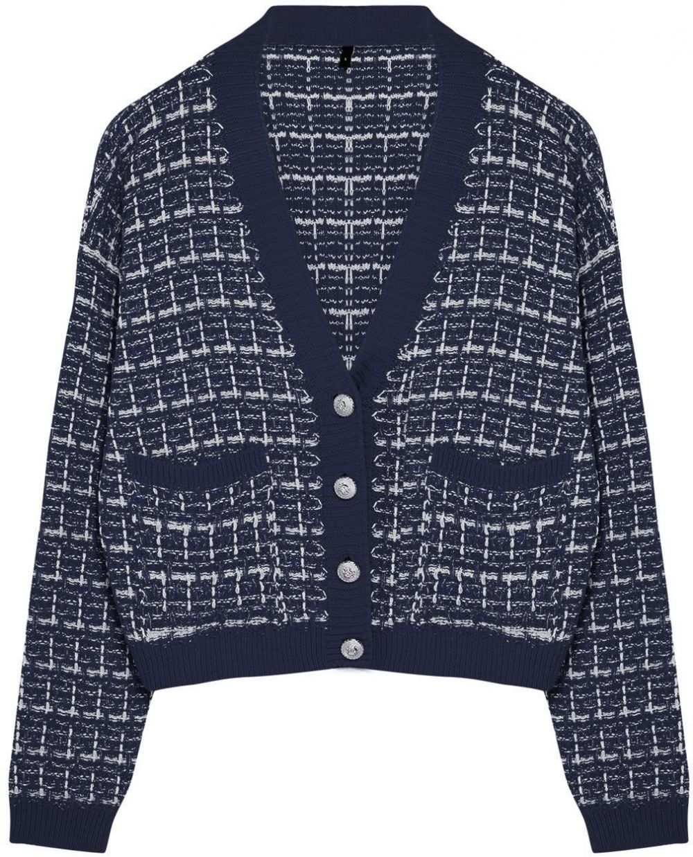 Trendyol Indigo Tweed Look Knitwear Cardigan