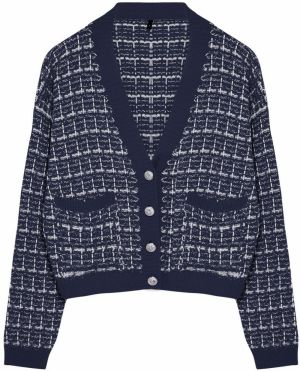 Trendyol Indigo Tweed Look Knitwear Cardigan