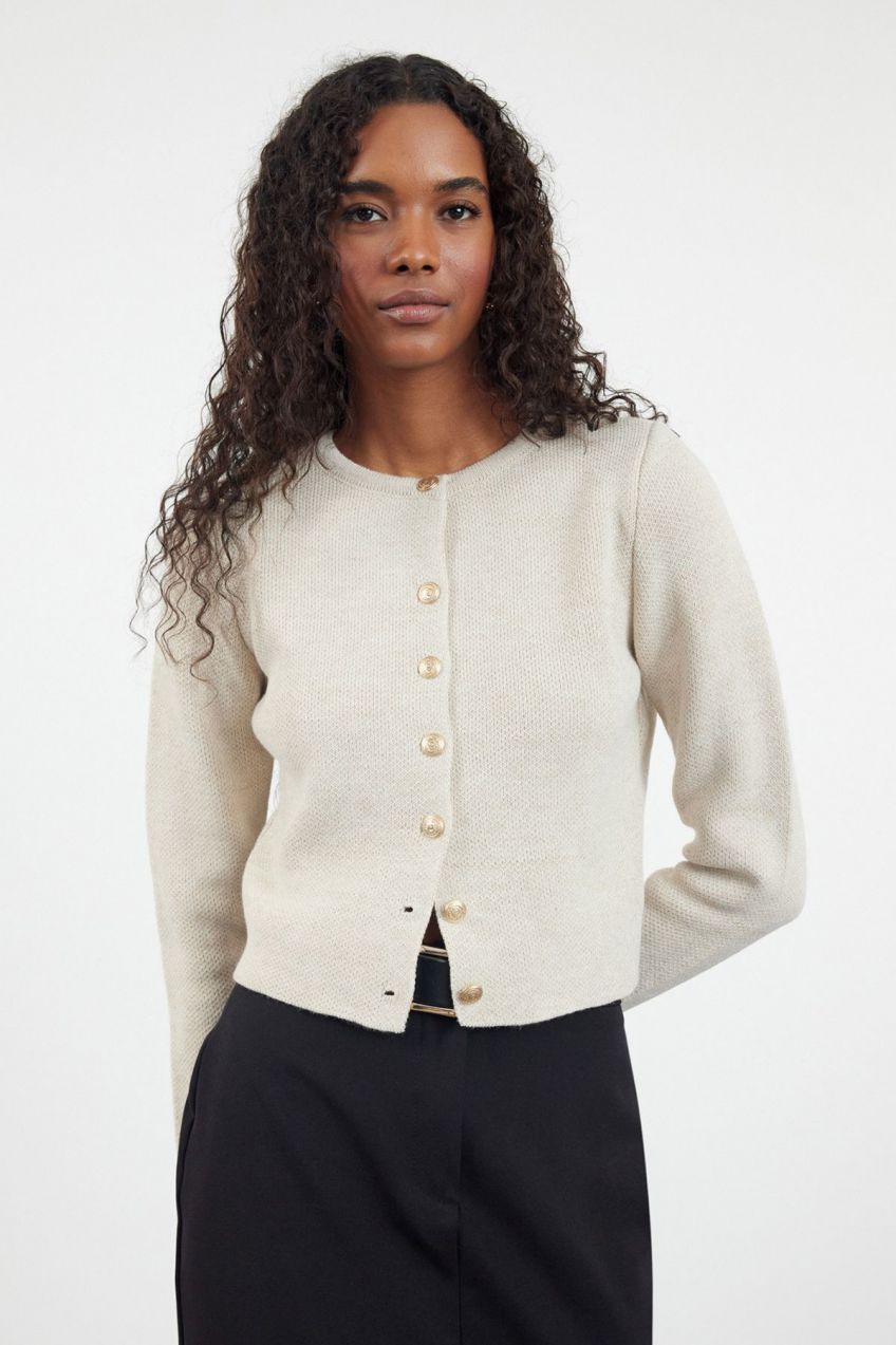 Trendyol Stone Crew Neck Knitwear Cardigan