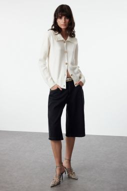 Trendyol Ecru Polo Neck Knitwear Cardigan