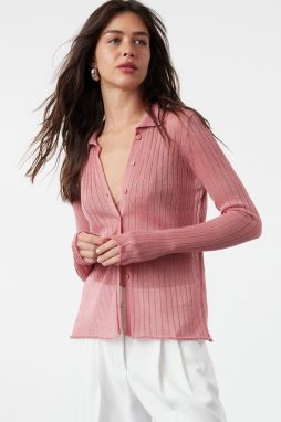 Trendyol Dusty Rose Premium Quality Transparent Look Knitwear Cardigan