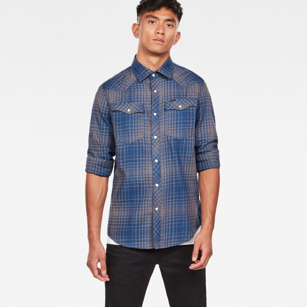 Košeľa - G-STAR 3301 slim shirt ls modrá