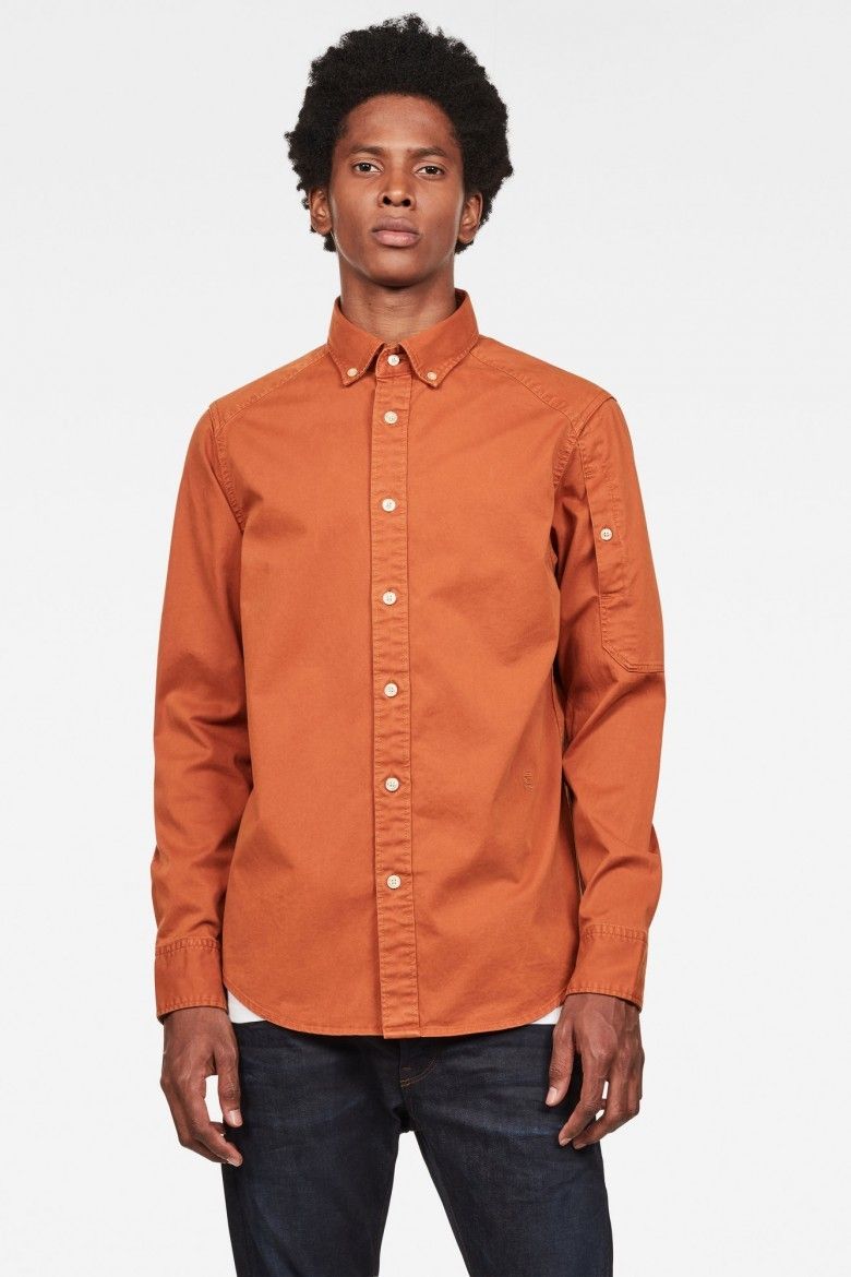 G-STAR Košeľa - Stalt bttn down pkt straight shirt oranžová