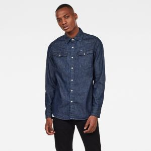 G-STAR Košeľa - 3301 slim shirt l\s tmavomodrá