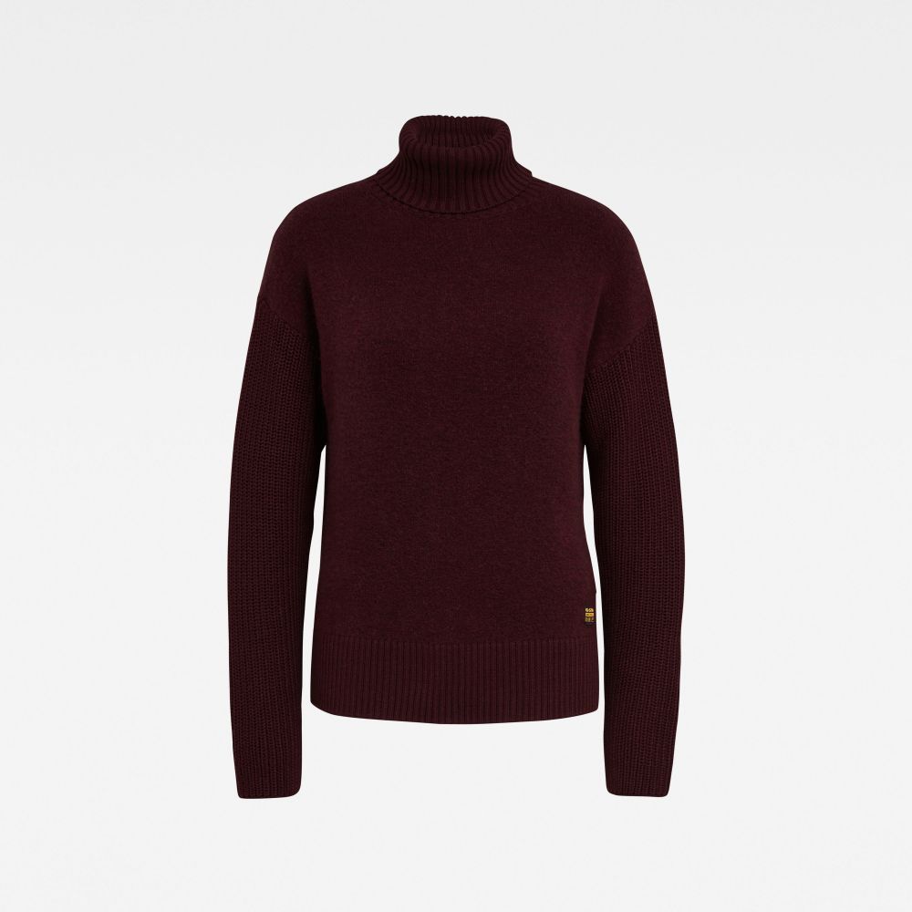 G-STAR Sveter - Addir roll loose knit wmn l\s bordový