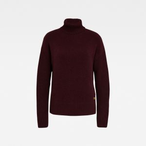 G-STAR Sveter - Addir roll loose knit wmn l\s bordový