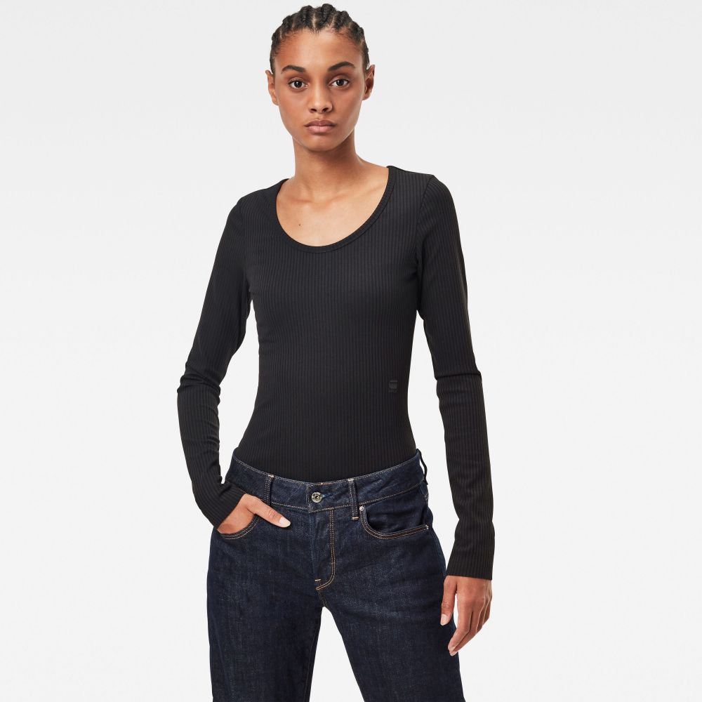 G-STAR Body - Rib body r slim r wmn l\s čierna