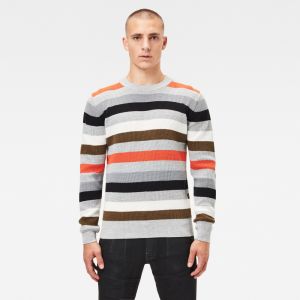 G-STAR Sveter - Multi stripe r knit l\s sivý