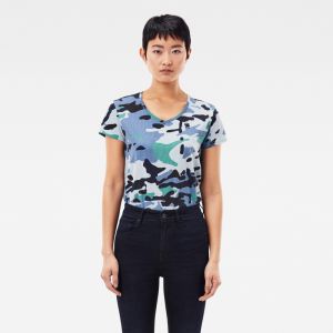 G-STAR Tričko - Allover camo print v neck s\s top vzorované