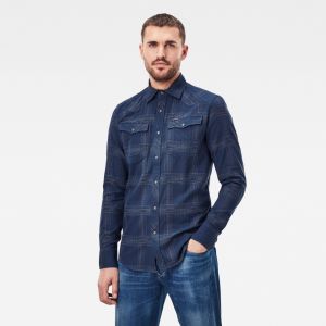 G-STAR Košeľa - 3301 slim shirt l\s tmavomodrá
