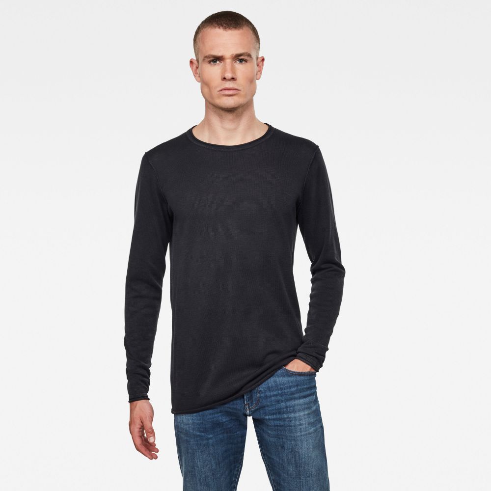 G-STAR Sveter - Bronek r knit l\s čierny