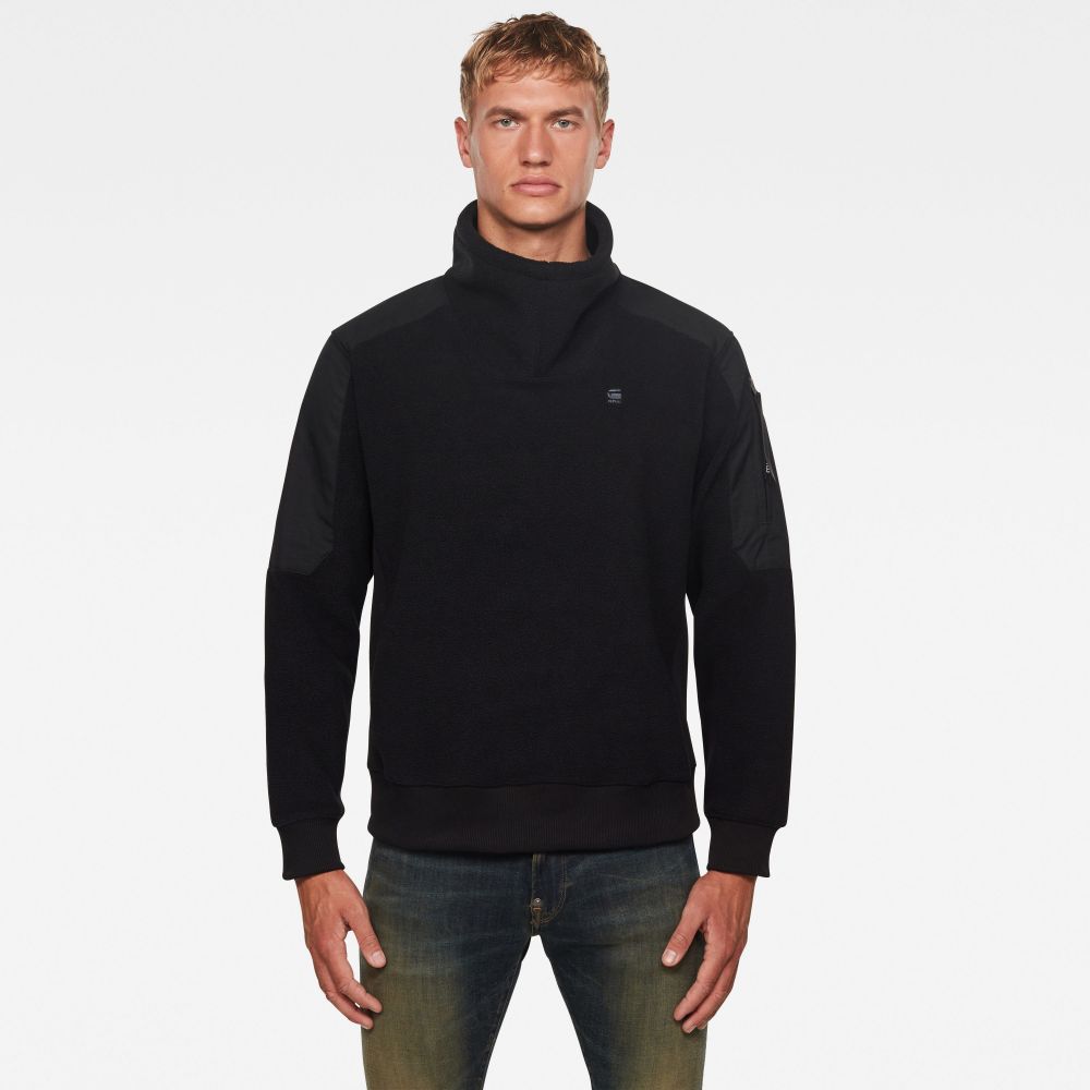 G-STAR Mikina - Tech Fleece funnel zip sw l\s čierna