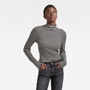 Tričko - G-star Slim rib mock neck stripe l\s viacfarebné