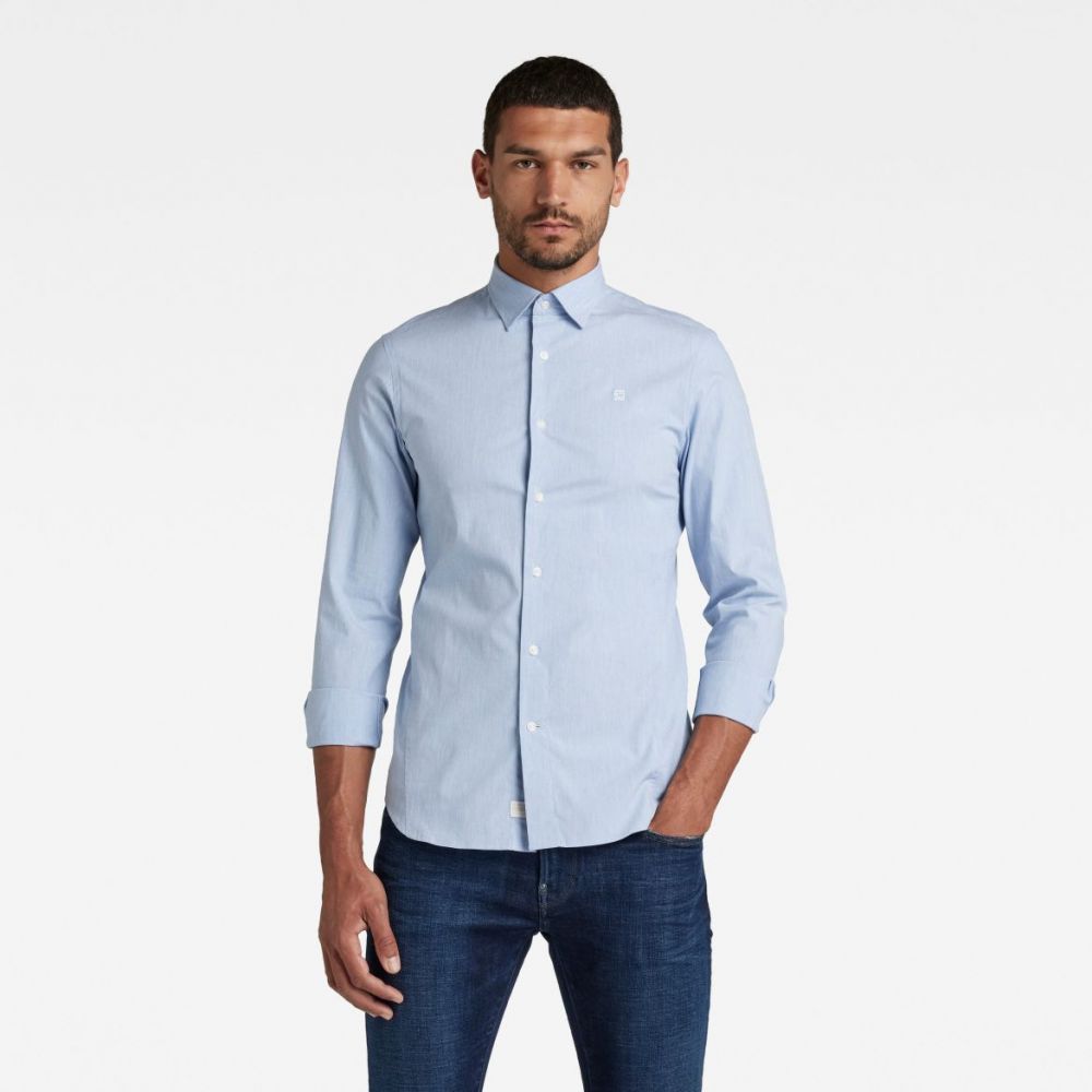 G-STAR Košeľa - Dressed super slim shirt l\s modrá