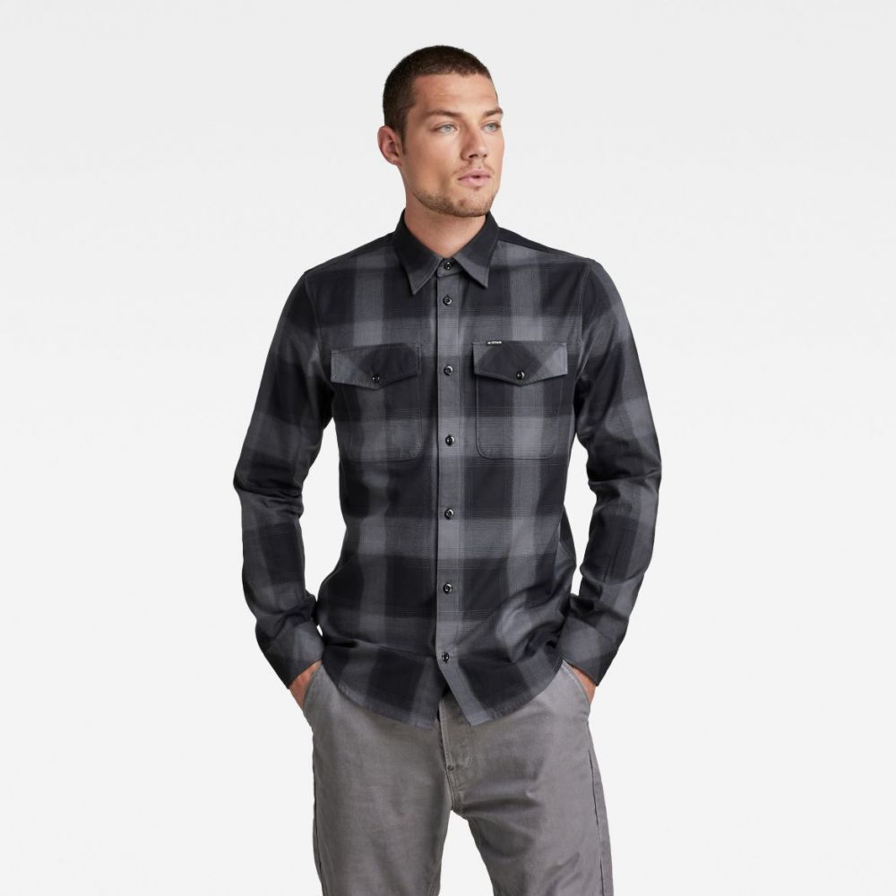 G-STAR Košeľa - Marine slim shirt l\s čierna