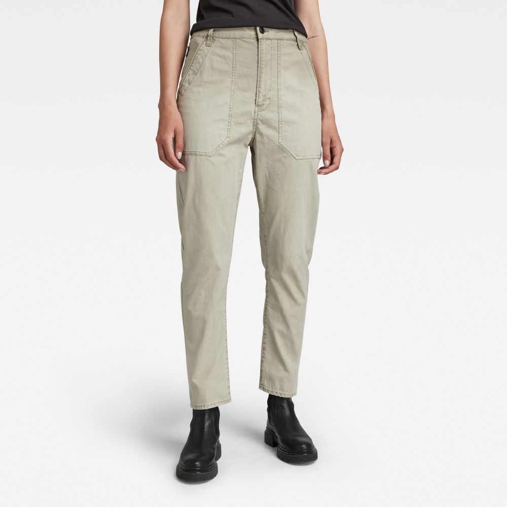 G-STAR Nohavice - 3D fatigue boyfriend pant zelené