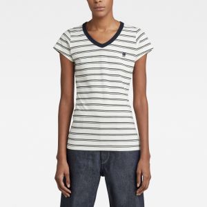 G-STAR Tričko - Eyben stripe slim v t wmn s\s béžové